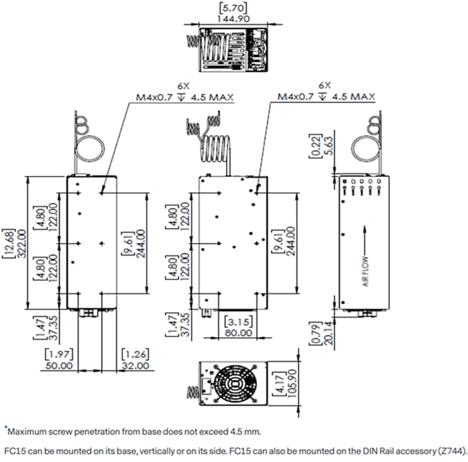 Mechanical Drawing - Advanced Energy FC1500 Medical Capacitor Charger & Power Supply